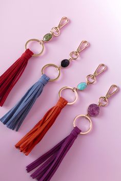 Our Diffusing Keychains feature a unique gemstone and faux suede tassel, perfect for diffusing on the go. Amethyst Druzy Keychain Features Amethyst Druzy Gemstone Purple faux suede tassel to diffuse essential oils Gold plated brass lobster clasp and key-ring Green Agate Keychain Features Smooth Green Agate Gemstone Red faux suede tassel to diffuse essential oils Gold plated brass lobster clasp and key-ring Blue Lapis Keychain Features Smooth Blue Lapis Gemstone Blue faux suede tassel to diffuse essential oils Gold plated brass lobster clasp and key-ring Turquoise Keychain Features Smooth Green Agate Gemstone Orange faux suede tassel to diffuse essential oils Gold plated brass lobster clasp and key-ring Diffuse Essential Oils, Ring Turquoise, Diffuser Necklace, The Love Club, Tassel Keychain, Suede Tassel, Blue Lapis, Green Agate, Ring Blue