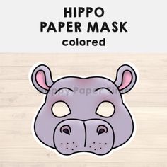 a hippo mask with the text hippo paper mask colored