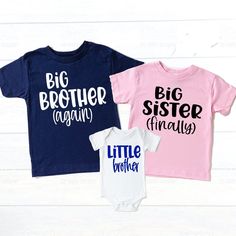 This adorable sibling pregnancy announcement shirts are perfect for your baby announcement or pregnancy reveal. It is a way to have the whole family involved when you announce the big news. Also our shirts and bodysuits are super soft and great quality. + Machine washable & dryer safe (I recommend drying on delicate) + Design color will depend on the color of the shirt that you select. For more information please check out our color chart in the photo section. + Select size and color in the Pink Tops With Funny Text For Gender Reveal, Cute T-shirt With Name Print For Gender Reveal, Matching Graphic Print T-shirt For Gender Reveal, Pink Family Matching T-shirt For Gender Reveal, Family Matching Cotton Shirt For Gender Reveal, Cute Tops With Funny Text For Gender Reveal, Personalized Pink T-shirt For Gender Reveal, Family Matching T-shirt For Gender Reveal, Pink Family Matching Shirt For Gender Reveal