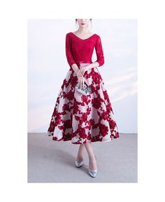 Get 10% off now! Buy elegant tea length floral party dress vneck with 3/4 sleeves at cheap price online. Free stable shipping and pro custom service since 2009. Spring Cocktail Midi Dress With 3/4 Sleeves, Spring Half Sleeve Midi Dress For Wedding, Half Sleeve Midi Dress For Spring Wedding, Spring Wedding Midi Dress With Half Sleeves, Spring Wedding Half Sleeve Midi Dress, V-neck Tea Length Dress For Spring Party, High Tea Outfit, Tea Outfit, Tea Christmas