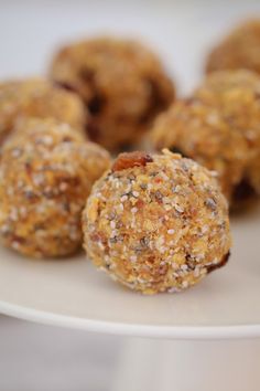 several balls of food on a white plate