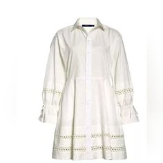 Polo Ralph Lauren Jasper Eyelet Shirt Dress, Broadcloth Cotton, Women's Size 6 Fit And Flare Looks Very Similar To The Polo Ralph Lauren Lace-Trim Broadcloth Dress In Warm White Selling For $498 But Out Of Stock On The Current Website. "This Version Of The Quintessential Shirtdress Makes A Chic Statement Thanks To Its Lace Detailing Inset At The Skirt And At The Sleeves And Self-Ties At The Cusps. In Crisp Cotton Broadcloth, This Fit-And-Flare Is A Must Have Warm Weather Staple. Intended To Hit Elegant Cotton Shirt Dress For Brunch, Elegant Button-up Cotton Mini Dress, Elegant Cotton Button-up Mini Dress, Elegant Cotton Shirt Dress For Daytime, Elegant Long Sleeve Mini Dress For Daytime, Elegant Collared Cotton Mini Dress, Elegant Cotton Collared Mini Dress, Elegant Long Sleeve Shirt Dress For Daytime, Long Sleeve Cotton Dress For Daytime