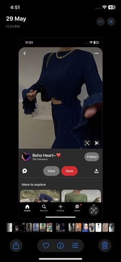 an instagram page with the image of a woman's dress