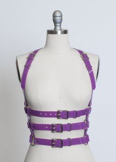 Harness Fashion, Harness Belt, Festival Belt, Purple Belt, Pink Vinyl, Gothic Accessories, Cute Lingerie, Ballet Dress, Body Harness