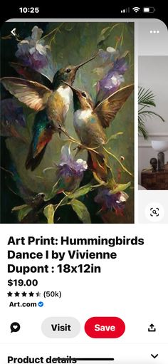 the art print hummingbirds dance by viviene dupont 18x16in