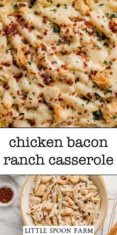 chicken bacon ranch casserole with text overlay