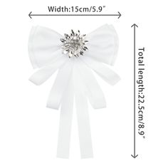 Women's Bowknot Brooch Shirt Bow Tie Rhinestone Neck Tie Breastpin. Suitable for daily use, one of the gifts for your friends. Perfect for parties, weddings, everyday office work, or other occasions. Wear it with stand-collar shirts, sweaters, blouses, and dresses for a unique and elegant look that adds glamour. Locking a brooch pin on the back makes clipping your tie quicker and easier. Notes: 1. This tie is pre-tied design, no need to tie it yourself. 2. Due to different computer monitors and White Ribbon Brooch For Wedding, White Rhinestone Brooches For Formal Occasions, Formal White Brooches With Rhinestones, Formal White Rhinestone Brooches, White Party Brooches With Rhinestones, White Rhinestone Party Brooches, White Rhinestones Party Brooches, Rhinestone Ribbon, Mesh Gloves