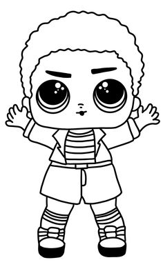 an image of a cartoon character with big eyes and short hair, in black and white