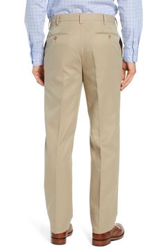 Classically tailored flat-front pants are crafted from smooth microfiber that resists water and stains to keep you looking sharp. 18" leg opening; 11 1/2" front rise; 17" back rise Zip fly with button-tab closure Side slant pockets; back button-welt pockets Water and stain resistant 100% polyester Dry clean Imported Flat Front Pants, Welt Pockets, Welt Pocket, Dry Clean, Stain, Nordstrom, Trousers, Water, Pants