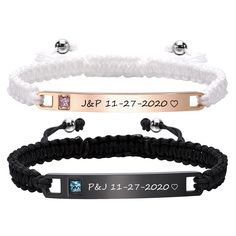 PRICES MAY VARY. 💗【Personalized Custom Engraved Bracelet】 It's a best couple bracelet, friendship bracelet that you can personalized with your own message on it. It can be a roman numeral, a special date, a name etc. This makes it a great gift for anyone who loves unique and personalized jewelry. Great for valentine's day, birthday, Christmas, BFF birthday, graduation, son gift, father's day and more. 💗【Adjustable Rope】The bracelets can be adjusted from 6.9 inches/17.5cm to 11.2 inches/28.5cm, Couple Bracelets Relationships, Long Distance Relationship Bracelets, Roman Numeral Bracelet, Custom Engraved Bracelet, Matching Couple Bracelets, Bff Birthday, Coordinates Bracelet, Rope Braid, Personalized Matches