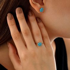 This 14k Gold Turquoise Hexagon Flower Ring will look great on you no matter what you wear! Thanks to its dainty and minimalist design, you'll never want to take it off once you wear! Treat yourself with such beautiful ring as well as being protected by the incredible benefits of Turquoise gemstone! 14k Gold Turquoise Hexagon Necklace: https://www.etsy.com/listing/941847379 14k Gold Turquoise Hexagon Earrings: https://www.etsy.com/listing/1301737492 ◖ A B O U T ◗ For those who operate at high al Dazzling Blue Gemstones As Gift, Dazzling Blue Gemstones For Gift, Dazzling Blue Gemstones For Gifts, Blue May Birthstone Jewelry With Center Stone, Blue Jewelry With Center Stone For May Birthstone, Blue Center Stone Jewelry For May Birthstone, Turquoise Diamond Anniversary Jewelry, Turquoise Fine Jewelry Gemstones As A Gift, 14k Gold Turquoise Jewelry With Accent Stones