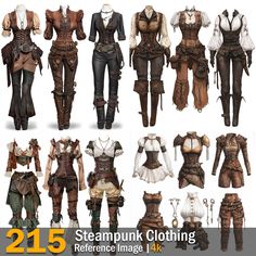 Steampunk Clothing | Reference Images | 4K,  on ArtStation at https://www.artstation.com/artwork/5WeLg1 Fantasy Steampunk Clothes, Arcane Style Clothes, Steampunk Female Outfits, Arcane Fashion Style, Arcane Clothing Style, Steampunk Arcane, Arcane Steampunk, Steampunk Inspired Outfits, Steampunk Outfit Ideas