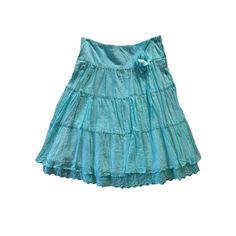 Reference Midi Skirt Y2k Deadstock Nwt Light Aqua Tiered Sequin Hem Fairy Size Small Adorable Y2k Midi Length Tiered Skirt, Side Zip. Beautiful Aqua / Light Turquoise Color Low Rise, Lined Underneath. 3d Print Flower Embellishment In Front. Sequins At Bottom Hem. Light Cotton Material. Fairy Skirt Of Your Dreams! Condition: Nwt, Deadstock Condition, New With Tags, Never Been Worn Flaws: N/A Materials: 100% Cotton Made In Usa On A Paper Tag Marked Size S Small - Please Check Measurements Approx Measurements | Waist 29" | Hips 40" | Length 24" | No Stretch #Lowrise #Midi #Y2k #Skirt #Fairy Y2k Blue Cotton Mini Skirt, Blue Y2k Mini Skirt For Summer, Y2k Style Blue Mini Skirt For Summer, Y2k Ruffled Skirt For Summer, Y2k Ruffled Skirt For Spring, Y2k Lined Skirt For Spring, Y2k Style Ruffled Skirt For Summer, Y2k Style Ruffled Skirt For Spring, Light Blue Flowy Cotton Skirt