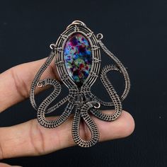 Handmade Copper Chain Size 18-20Inch - https://www.etsy.com/in-en/listing/1162990726 Welcome to our little shop, where you can find handmade copper wire jewelry and more, for you and your loved ones. We do accept custom orders also, kindly message us for more. Octopus Multi Flash Labradorite Pendant Labradorite Gemstone Pendant Copper Wire Wrapped Pendant Jewelry Labradorite Jewelry Gift for Her Gemstone : Multi Flash Labradorite  Metal : Copper  * Protection:- Copper will be tarnished after a w Holiday Engagement, Octopus Pendant, Copper Wire Jewelry, Jewelry Holiday, Labradorite Necklace, Unique Holiday Gifts, Labradorite Jewelry, Personalized Pendant, Labradorite Necklaces