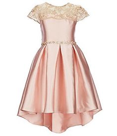 Rare Editions Big Girls 7-16 Embroidered/Solid Mikado High-Low Dress Cute Dresses For Dances, Formal Dresses Long Lace, Jeweled Dress, Formal Dresses For Men, Kids Wear Girls, Girls Special Occasion Dresses, Girls Formal Dresses, Dresses Kids Girl, Dresses For Teens