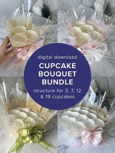 cupcake bouquet bundle for 3 - 7, 12 and 19 cupcakes with text overlay