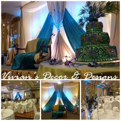 a collage of photos showing different types of wedding decor and decorations in various stages of being displayed