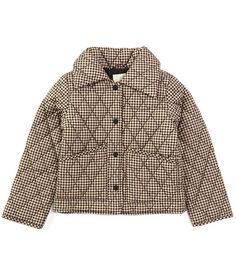 From Copper Key, this jacket features:Gingham printNotch collarLong sleevesButton-frontFront pocketsLightweightPolyesterMachine wash/tumble dryImported. Hangout Fits, Gameday Fits, Outfit Wishlist, Teacher Fits, Kids Coats Girls, Brown Gingham, Holiday Wishlist, Gingham Jacket, Clothing Aesthetic