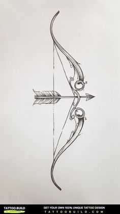 a drawing of a bow and arrow