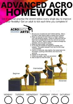 an ad for acrobatic arts with instructions on how to use it