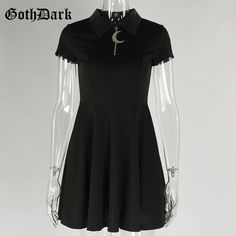 FREE SHIPPING Aesthetic Vintage Pleated Evening Party Dresses Solid Zipper Dress Patchwork Ruffle Gothic A-line Mini Dress For Party, Gothic A-line Mini Dress For Night Out, Gothic Summer Dress For Date Night, Short Sleeve Ruffled Dresses For Halloween, Summer Party Dress With Doll Collar, Short Sleeve Dresses With Ruffles For Halloween, Halloween Mini Dress With Ruffles, Gothic Fitted Short Sleeve Mini Dress, Gothic Fitted Mini Dress With Short Sleeves