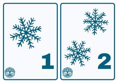 two snowflakes are shown with the numbers 1, 2 and 3 on them