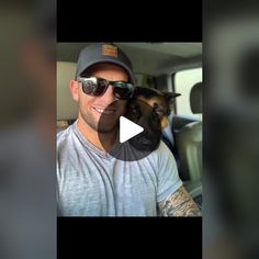 a man and his dog in the back seat of a car