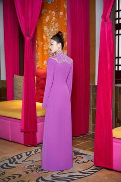 Gracen Sheath High Neck Velvet Satin Floor Length Ao Dai | MEAN BLVD Elegant Floor-length Maxi Dress For Winter, Elegant Floor-length Winter Maxi Dress, Elegant Long Gown With Sweep Train, Luxury Full-length Gown, Elegant Floor-length Winter Evening Dress, Elegant High Neck Maxi Dress For Wedding, Elegant Winter Floor-length Evening Dress, Elegant Long Evening Dress For Gala, Elegant Maxi Length Ao Dai For Formal Occasions