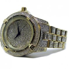 Features: 100% Brand New Finish: 14k Gold Plated Cz Stones On Bracelet Stainless Steel Back Movement: Quartz Japan Battery Included. Case Size : 48mm (Diameter) Weight: 157 Grams Lock: Fold Over Gender: Men's Removable Links (Adjustable) Luxury Style Round Diamond Watch With Subdials And Cubic Zirconia, Iced Out Diamond Watch For Anniversary, Iced Out Round Diamond Watch For Anniversary, Classic Iced Out Round Diamond Watch, Diamond Bling Watch, Round Diamond Watch With Bling, Gold Diamond Watch With Vvs Clarity For Anniversary, Diamond Bling Watches For Anniversary, Cubic Zirconia Diamond Watch With Bling