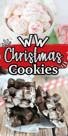 christmas cookies are stacked on top of each other with the words ww christmas cookies above them