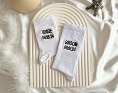 📢🧦 Introducing our completely customizable bride and groom socks! The high-quality embroidery details and full customization options make these socks an excellent choice as a wonderful wedding accessory or a delightful gift.  🌼 Whether it's your wedding day, bridal party, groom's party, or anniversary gift idea, these socks will stand out!  📢 Choose your desired color from 15 different yarn options! If you still have another color in mind, please contact me; I can assist you with our wide ra Customizable White Socks For Gifts, Customizable White Socks For Gift, Customizable White Socks As Gift, Groomsman Socks, Groom Socks, Grooms Party, Groomsmen Socks, Modern Groom, Wedding Socks