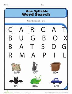 the word search worksheet for children to learn how to read and spell words