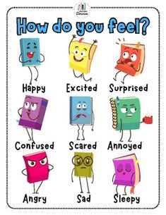 an image of how do you feel? poster with funny faces and words on it