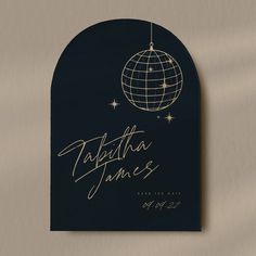 a black and gold christmas card with the words traffix james on it