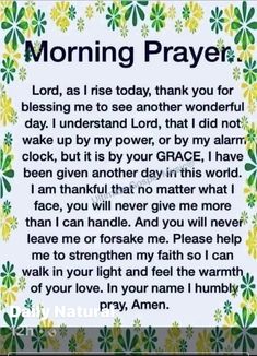 a poem that reads morning prayer