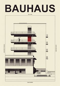 an architectural drawing of the bauhaus apartment building, with two balconies on each floor