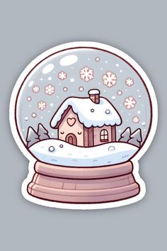 Cute Christmas Sticker Art Cute Snow Globe Drawing, Cute Stickers For Drawing, Cute Snowglobe Drawing, Drawing Ideas For Winter, Snow Globe Sticker, Postcards For Christmas, Christmas Cute Stickers, Christmas Snow Globe Drawing, Snowglobe Drawings