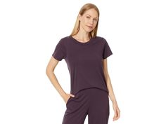 Skin Organic Pima Cotton Cait Baby Tee - Women's Pajama : Plum : The primary materials that compose this product contain a minimum of 20 percent organic content. , Embrace pure comfort styling Skin Organic Pima Cotton Cait Baby Tee - the ultimate blend of softness and style. Featuring a classic crew neck, easy pull-on design, and short sleeves for effortless wear, this regular fit tee ensures your baby stays cozy and chic all day long. Style number: OJ130. 100% organic Pima cotton jersey. Machine washable. Made in Peru. Measurements: Length: 22 in Product measurements were taken using size 1 (SM). Please note that measurements may vary by size. Purple Cotton Bedtime Top, Summer Relaxed Fit Pima Cotton T-shirt, Classic Everyday Pima Cotton T-shirt, Everyday Pima Cotton T-shirt, Pima Cotton Crew Neck T-shirt, Women Skin, Organic Skin, Pima Cotton, Comfortable Fashion