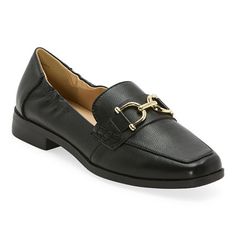 These Liz Claiborne women's Jonell loafers will add a sophisticated tailored finish to any look. Made from pebbled faux leather, they have a classic slip-on design with a moc toe, a gold-tone monogram hardware piece on the front flap, plus subtle elasticated sides to hold your feet in place. They come complete with a memory foam insole - wear them with straight-leg pants and a shirt. Features: Memory FoamClosure Type: Slip-OnFootwear Technology: Memory Foam InsoleShoe Heel Height: 1 InchUpper/Ou How To Style Loafers, Loafer Outfits, Loafers Outfit, Timeless Shoes, Smart Casual Wear, Loafer Shoes Women, Driving Loafers, Shoe Inspiration, Love Fall