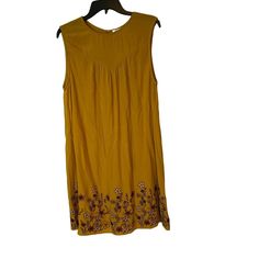 Blue Rain Dress Sleeveless Embroidered Floral Hem Mustard A Line New Rayon Size Large Thanks For Looking. Please Check Out My Other Listings Please Look At Pictures For Measurements. All Measurements Are Approximate. Items Are Packed Away Ready For Shipment And Additional Measurements Cannot Be Provided. Colors May Vary Due To Light, Equipment, Close-Ups Please Note Items That Are Used Have Been Washed And Can Shrink, Or Fade, So Please Check Measurements For Proper Fit. Vintage Sizes Are Typically Different Than Current Sizing-Please Check Measurements Sleeveless Embroidered Sundress, Embroidered Sleeveless Sundress For Beach, Sleeveless Floral Embroidered Sundress For Summer, Floral Embroidered Sleeveless Sundress For Spring, Spring Sleeveless Sundress With Floral Embroidery, Spring Floral Embroidered Sleeveless Sundress, Casual Sleeveless Dress With Floral Embroidery For Summer, Casual Sleeveless Summer Dress With Floral Embroidery, Casual Embroidered Sleeveless Sundress