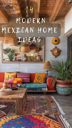 a living room filled with lots of colorful furniture