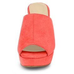 Looking for a summer shoe that will keep you cool, comfortable, and will stay on during activities? Our platform heel slides provide just like that. With the open toe design and a block heel will keep you cool in the summer. Occasion: Office, Interview, Party, Casual, Christmas Days, Dating, Evening. Orange 4-inch Heels For Summer, Orange Open-heel Beach Heels, Orange 4-inch Heel Spring Heels, Orange Sandals With 4-inch Heel And Open Heel, Hot Pink Shoes, Orange 4-inch Heel Synthetic Heels, Summer Shoe, Platform Slides, Slides Sandals