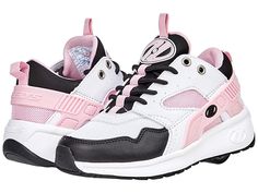 Heelys Force (Little Kid/Big Kid/Adult) - Girls Shoes : White/Black/Pink : All Heelys styles come equipped with removable wheels, making them a versatile footwear option for every step from the classroom to the coffee shop. ; Zoom through the room with the Force wheeled shoe! Mid-top silhouette with a wide skate body. Synthetic leather and mesh uppers. Full lace-up closure. Padded collar for added comfort and support. Heelys Wave Comfort Heel Bracket provides comfort and stability. Removable foa Big Shirt Big Pants Outfit, Little Shirt Big Pants, Big Pants Outfit, Big Little Paddles, Big Little Canvas, Big Brother Gift, Figure Skating Outfits, Big Pants, Big Little Shirts