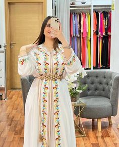 Moroccan White Embroidered Caftan 2 Pieces, Moroccan Kaftan, Abaya , Dubai Gown This item is made to order and can be customised Kaftan Abaya Dubai, Embroidered Caftan, Kaftan Abaya, Moroccan Kaftan, Dress Clothes For Women, Morocco, Favorite Outfit, Dubai, Dress Outfits