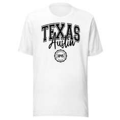 austin-texas-united-states-of-america-1845-states-tee-travel-t-shirt-austin-tee-texas-t-shirt-freedom-tee#color_white Unique Culture, Texas History, Lone Star State, Bella Canvas Tees, Lone Star, Austin Texas, States Of America, United States Of America, Black Tee