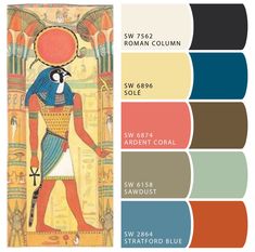 an image of the egyptian god and his colors in this color scheme for art period