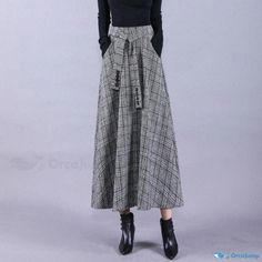 Orcajump - Vintage Plaid High-Waisted Umbrella Skirt with Checkered Pattern and Flared Hem Umbrella Skirt, Vintage Plaid, Checkered Pattern, Types Of Skirts, Umbrella, Plaid, High Waisted, Skirt, Pattern