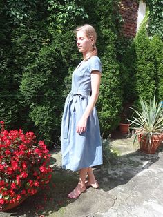 "Spring dress, Write the selected color in the message Handmade blue bayou wrap dress with short sleeves, 2 pockets and belt , perfect for casual wear and suitable for any occasion in any season Details: - 100% natural linen produced in Europe ; - medium weight (180 gram per square meter); - color: grey blue , could be any from our colors catalog (color samples at the photo); Made to order, approximately a few days, If you have any questions please message me and I will be glad to answer. Size g Short Sleeve Belted Dress For Garden Party, Belted Short Sleeve Summer Dress, Summer Dress With Belt And Short Sleeves, Spring Short Sleeve Linen Dress With Belt, Spring Short Sleeve Belted Linen Dress, Casual Short Sleeve Belted Linen Dress, Casual Linen Dress With Short Sleeves For Garden Party, Linen Belted Midi Dress With Short Sleeves, Short Sleeve Linen Midi Dress With Belt