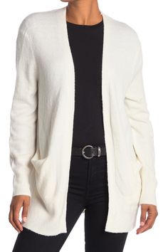 Classic and comfortable, this cozy cardigan has a relaxed fit with ribbed detailing and is sure to become your go-to style this season. 56% polyamide, 30% merino wool, 10% alpaca, 4% elastane Hand wash, dry flat Imported Ivory Cardigan Outfit, Ivory Cardigan, Best Casual Outfits, Cardigan With Pockets, Pocket Cardigan, Red Cardigan, Cardigan Outfits, Cozy Cardigan, Boring Clothes