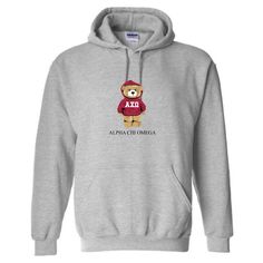 Grey hoodie, boyfriend fit. Our model is wearing size large (unisex). Size up for an oversized fit. 50% cotton, 50% polyester. Hoodie Boyfriend, Big/little Baskets, Teddy Bear Hoodie, Rush Shirts, Alpha Epsilon Phi, Sigma Delta Tau, Delta Phi Epsilon, Alpha Gamma Delta, Alpha Chi Omega